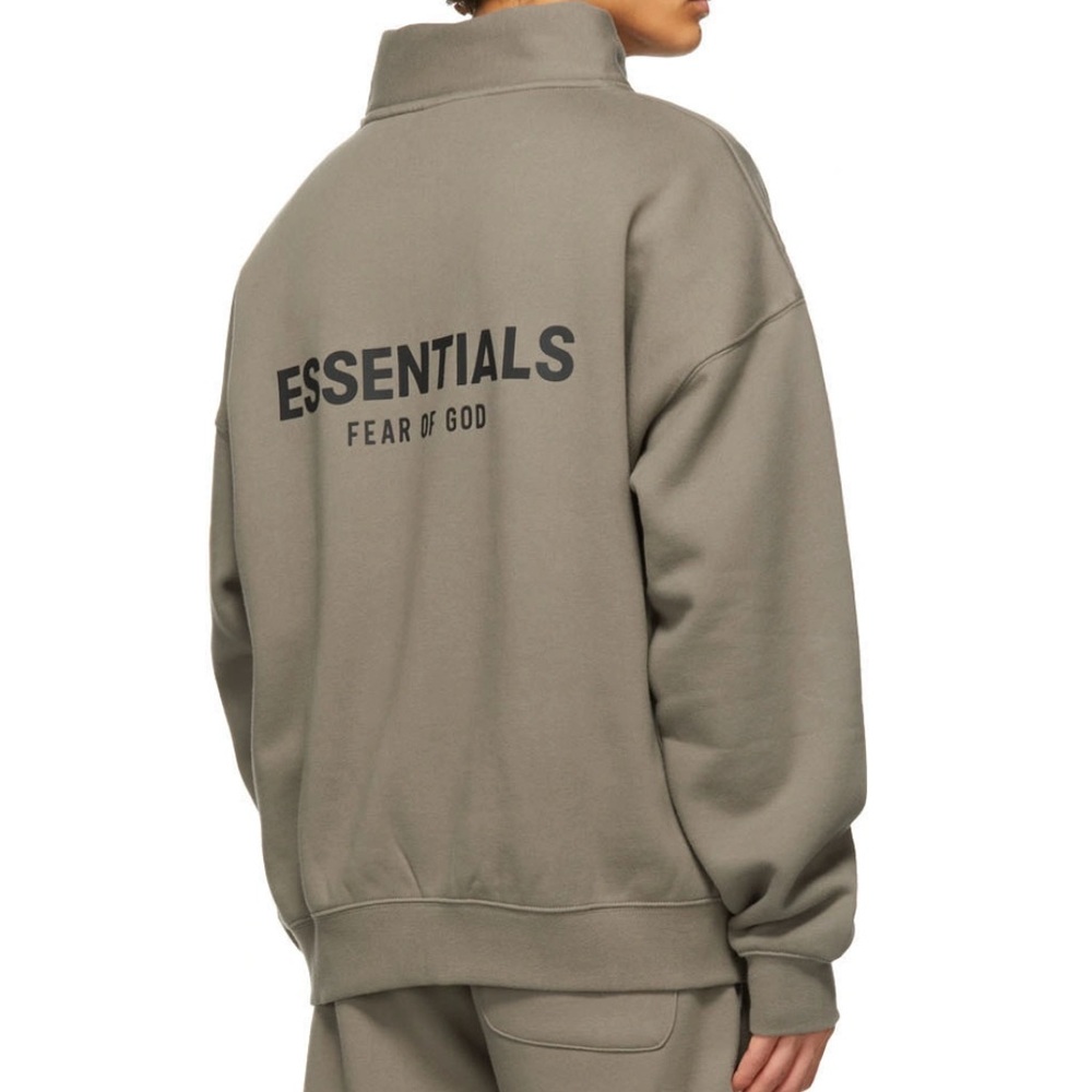 Essentials Taupe Mock Neck Half Zip sweatshirt